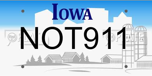 NOT911 Iowa License Plate