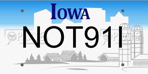 NOT91I Iowa License Plate