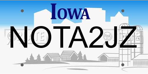 NOTA2JZ Iowa License Plate