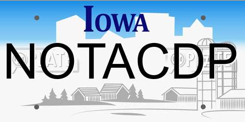 NOTACDP Iowa License Plate