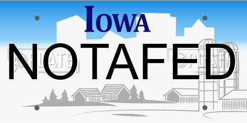 NOTAFED Iowa License Plate