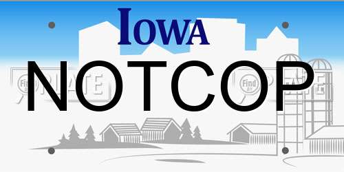 NOTCOP Iowa License Plate