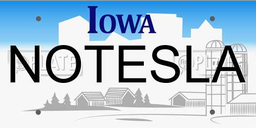 NOTESLA Iowa License Plate