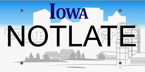 NOTLATE Iowa License Plate
