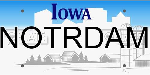 NOTRDAM Iowa License Plate