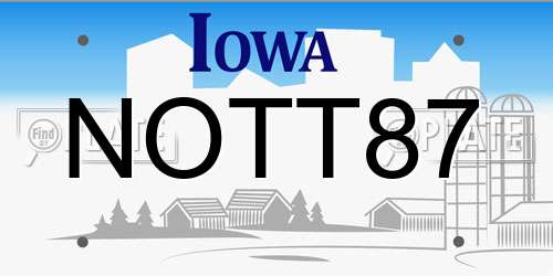 NOTT87 Iowa License Plate