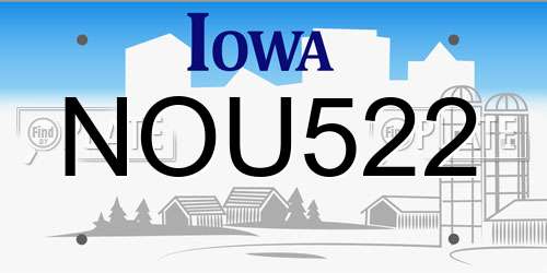 NOU522 Iowa License Plate