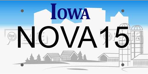 NOVA15 Iowa License Plate