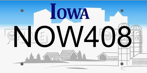 NOW408 Iowa License Plate