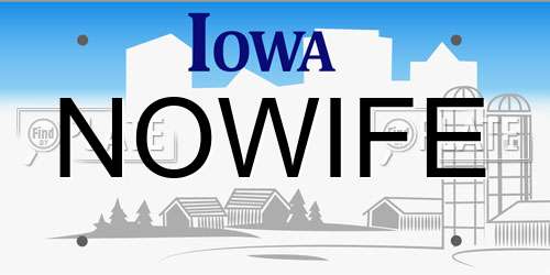 NOWIFE Iowa License Plate