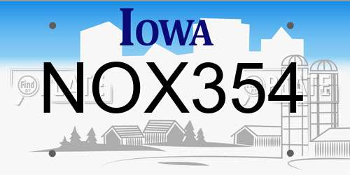 NOX354 Iowa License Plate