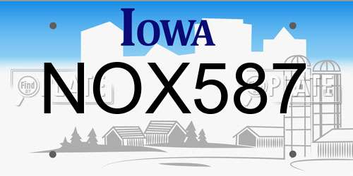 NOX587 Iowa License Plate