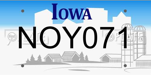 NOY071 Iowa License Plate