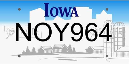 NOY964 Iowa License Plate