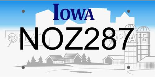 NOZ287 Iowa License Plate