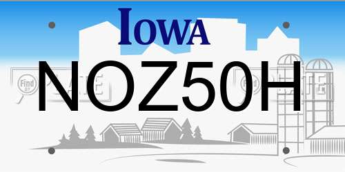 NOZ50H Iowa License Plate