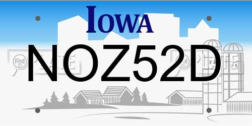 NOZ52D Iowa License Plate