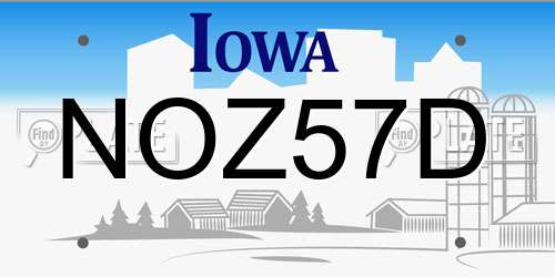 NOZ57D Iowa License Plate