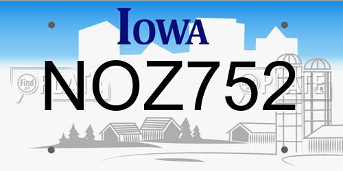 NOZ752 Iowa License Plate