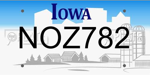NOZ782 Iowa License Plate