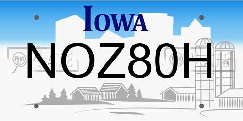 NOZ80H Iowa License Plate