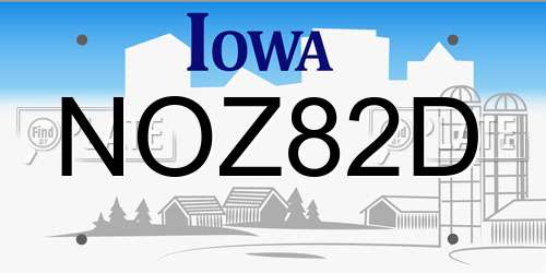NOZ82D Iowa License Plate