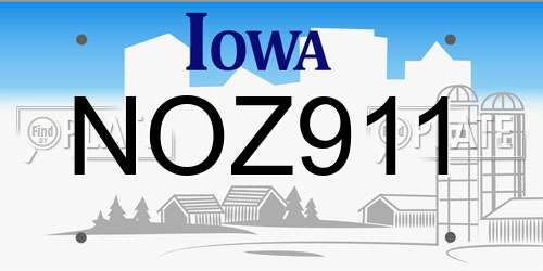 NOZ911 Iowa License Plate