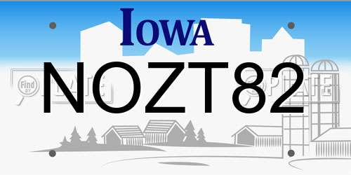 NOZT82 Iowa License Plate