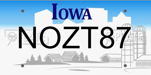 NOZT87 Iowa License Plate