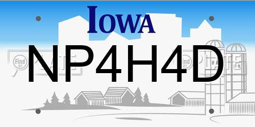 NP4H4D Iowa License Plate