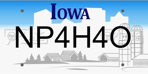 NP4H4O Iowa License Plate