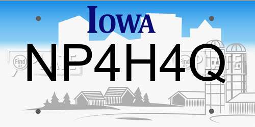 NP4H4Q Iowa License Plate