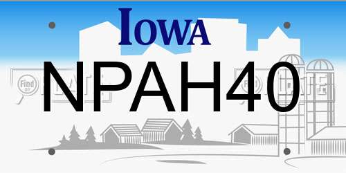 NPAH40 Iowa License Plate