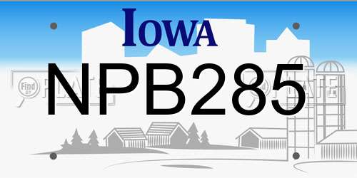 NPB285 Iowa License Plate