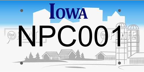 NPC001 Iowa License Plate