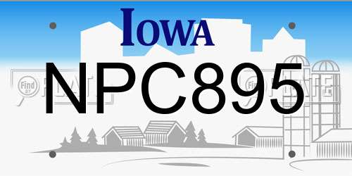 NPC895 Iowa License Plate