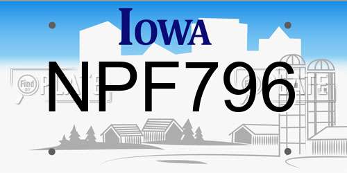 NPF796 Iowa License Plate