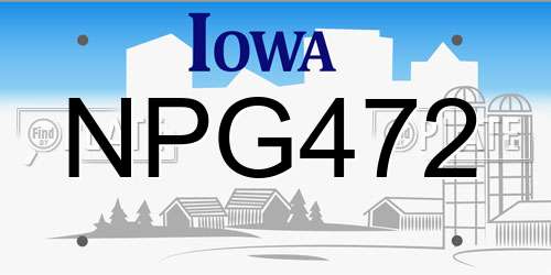 NPG472 Iowa License Plate