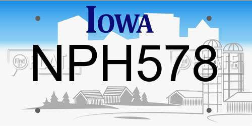 NPH578 Iowa License Plate