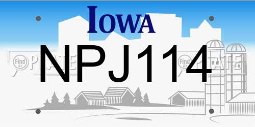 NPJ114 Iowa License Plate
