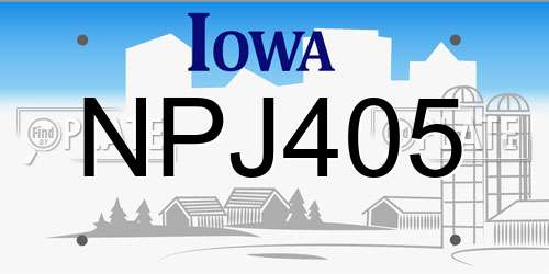 NPJ405 Iowa License Plate