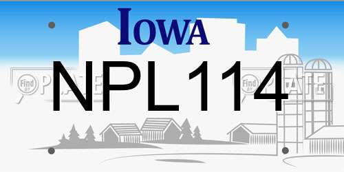 NPL114 Iowa License Plate