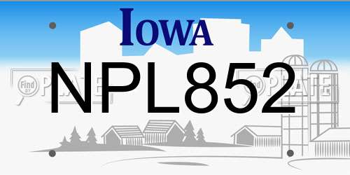 NPL852 Iowa License Plate