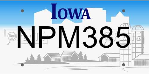 NPM385 Iowa License Plate