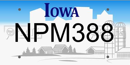 NPM388 Iowa License Plate