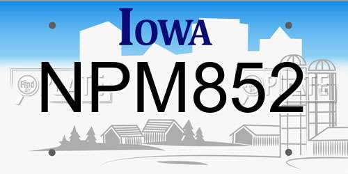NPM852 Iowa License Plate