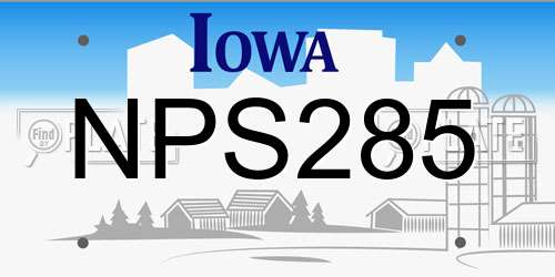 NPS285 Iowa License Plate