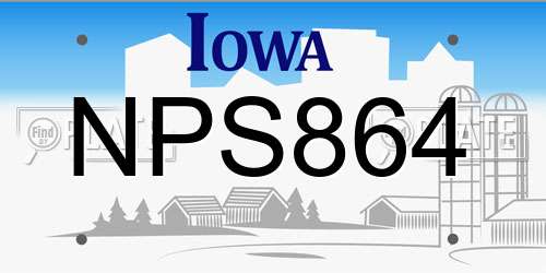 NPS864 Iowa License Plate