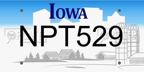 NPT529 Iowa License Plate