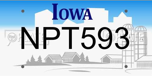 NPT593 Iowa License Plate